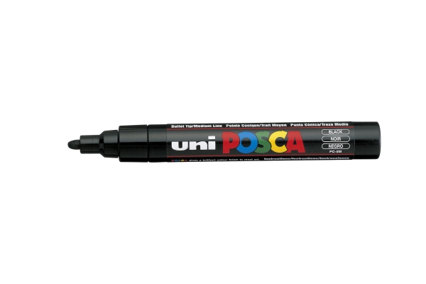 Paintmarker Uni POSCA PC-5M sort 1,8-2,5 mm - (6 stk.) | Skrivredskap - Märkpennor - Permanent Marker | GameStuff