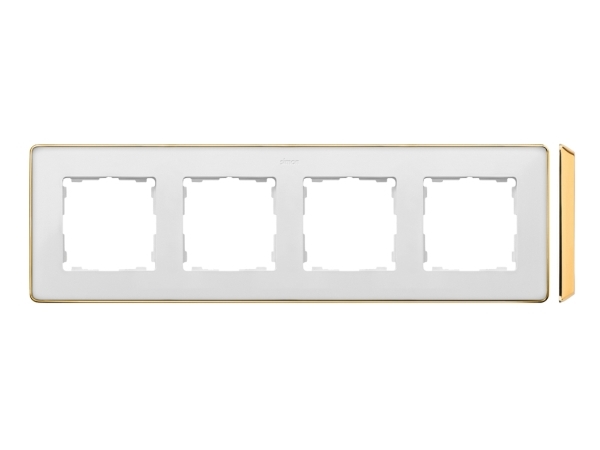 Kontakt-Simon Simon Detail 82 Detail Vierfachrahmen Select-Metall Weiss / Sockel Gold 8201640-245
