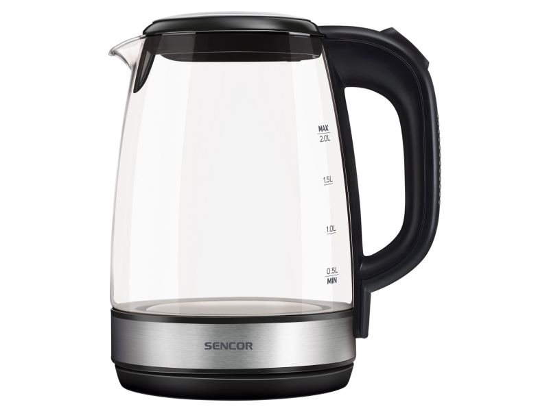 Sencor Swk 2080Bk, 2 L, 2200 W, Sort, Transparent, Glas, Metal, Vandmåler, Ledningsfri