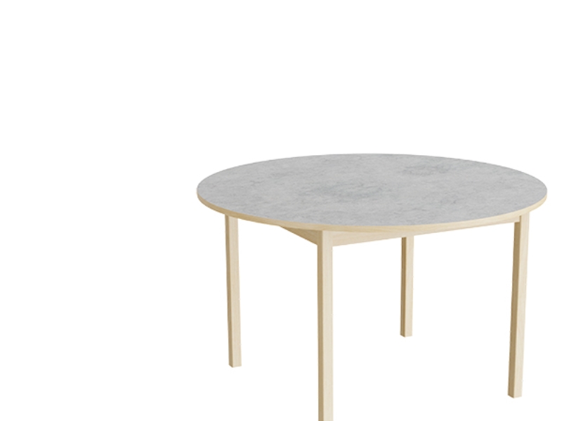 Bord Lovis 604, Ø1200 mm, höjd 720 mm, ljusgrå linoleum på ram av björk | Möbler - Bord - Kontorsbord | GameStuff