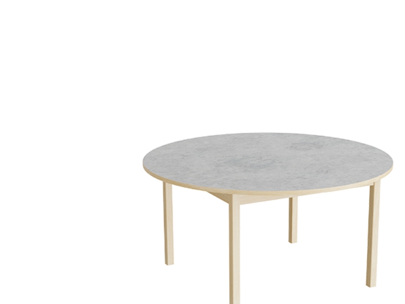 Tisch Lovis 604, Ø1200 Mm, Höhe 600 Mm, Hellgraues Linoleum Auf Birke-Untergestell