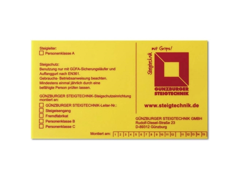 MUNK Günzburger Steigtechnik 19007 Märkningsskylt för stegar och klätterskydd 1 del | Möbler - Tillbehör - Stegar | GameStuff