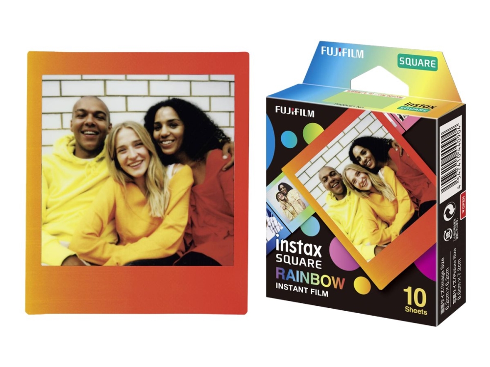 Fujifilm Instax Square Rainbow (10) Instant Film 72 x 86 mm 2.4 x 2.4" Image Area 3.4 x 2.8" Print Size Quantity 10