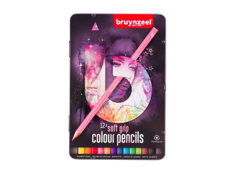 Bruynzeel Sakura Bruynzeel Soft Grip Colour Pencil Tin Light | 12 Colours