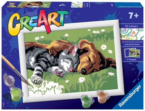 Ravensburger Creart Sleeping Cats And Dogs Farg Ingår Pojke/flicka Farg Efter Nummer Set