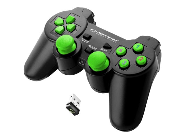 Esperanza GLADIATOR - Spelkontroll - trådlös - 2.4 GHz - svart/grön - för PC, Sony PlayStation 3 | Spel - Joystick och spelkontroller - Gamepads | GameStuff