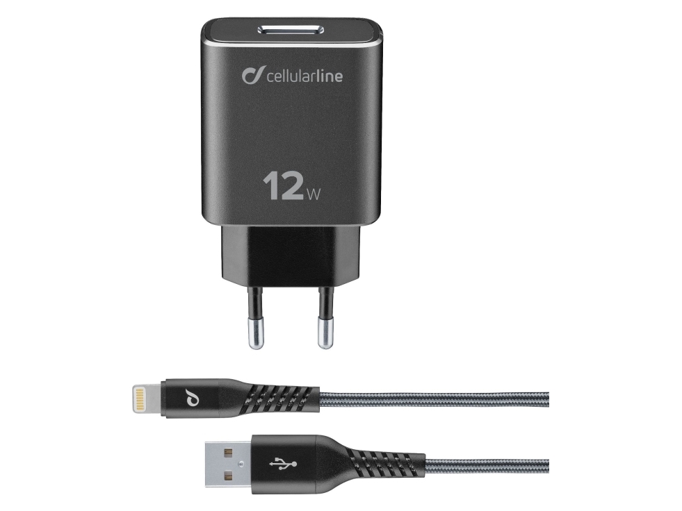Cellularline Extreme Charger Kit 12W - Lightning - Iphone, Ipad, Ipod, Drinnen, Ac, 1 M, Schwarz