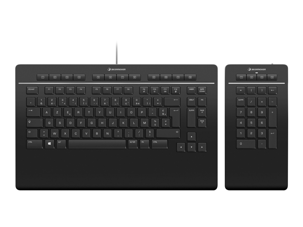 3dconnexion Keyboard Pro With Numpad Tastatur Numerisk Tastatur Sæt Usb Azerty Fransk