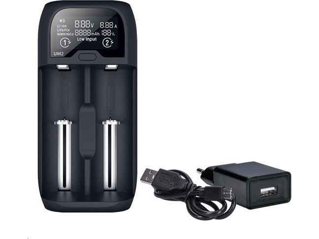 Solight Battery Charger Li-Ion, Lifepo4, Ni-Mh/Cd, Aa, Aaa, 18650, 2000Ma, 2 Channels, Lcd Display