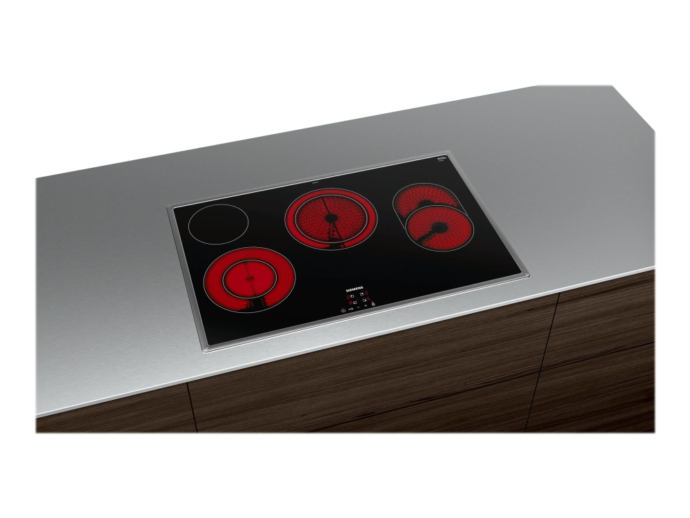 Siemens iQ300 ET845HH17 - Keramisk häll - 4 kokplattor - Fördjupning - bredd: 78 cm - djup: 50 cm - med kanter i rostfritt stål - svart / rostfritt stål | Vitvaror - Spishäll - Keramikhäll | GameStuff