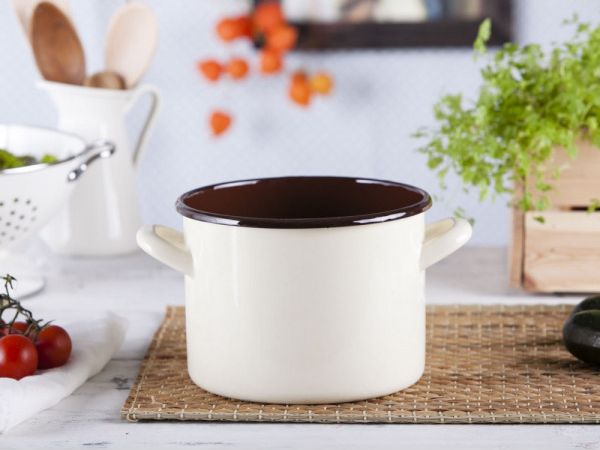 Silesia Rybnik Straight Kochtopf 4,4 L Ø20 Cm H.15 Cm Creme/Innen Dunkel