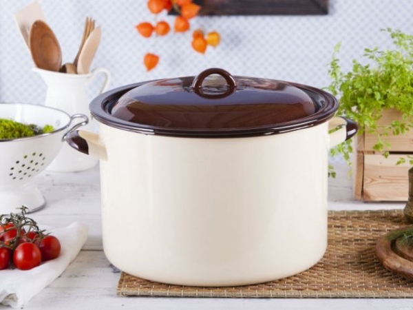 Emaille Silesia Rybnik Großer Emaille-Topf Silesia Rybnik Creme 16,6 L