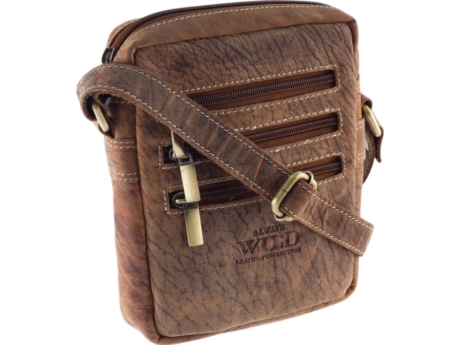 Always Wild miesten postilaukku, luonnonnahkaa, lukolliset lokerot