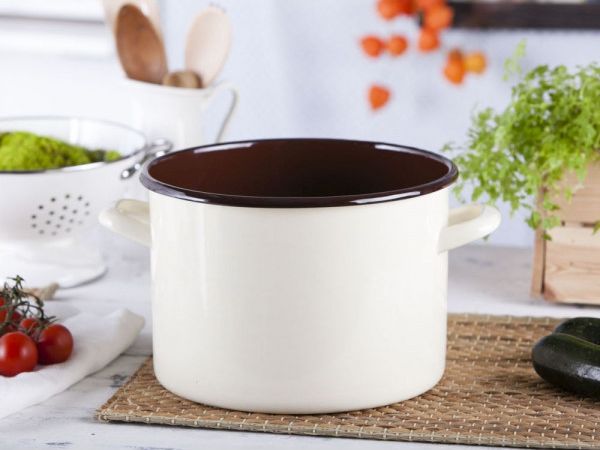 Altom Design Tiesus Puodas 7,5L, Skersmuo 24Cm, Aukštis 17Cm, Cremeinė/Vidus Tamsus