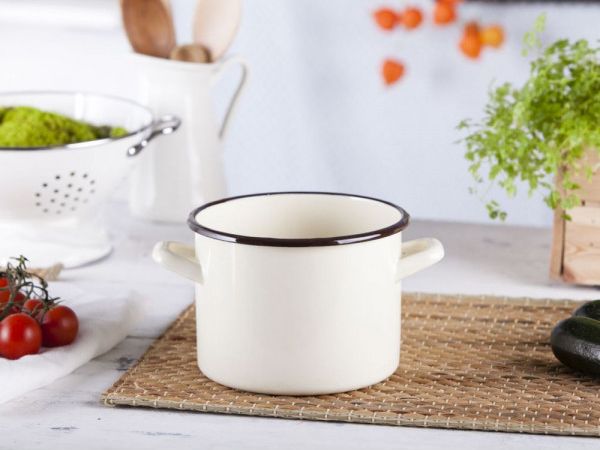 Silesia Rybnik Emaille Topf Für Gas Und Induktion Creme 2,2 L
