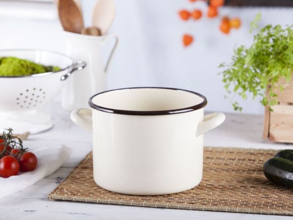 Silesia Rybnik Emaille Topf Für Gas Und Induktion Creme 3,3 L