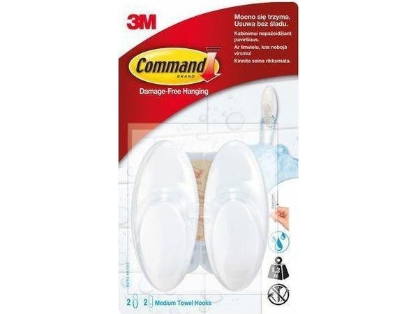 3M 3M Command Handtuchhaken 2 Medium Weiß Bath-18-Cee...