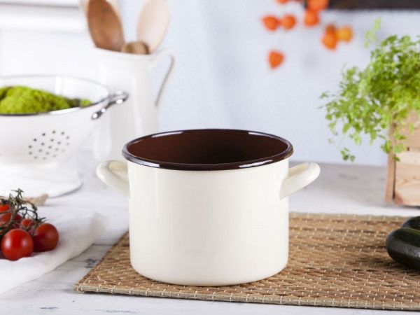 Silesia Rybnik Emaille Topf Für Gas Und Induktion Creme 3,3 L