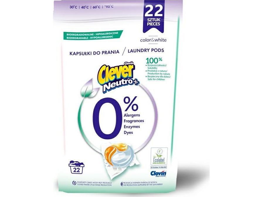 Clovin Clever Neutro+ Washing Gel Capsules Color&Amp White 22 Stk Clovin...