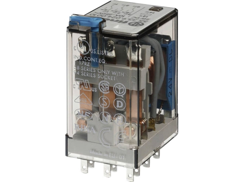Finder Miniature Industrielt Plug-In Relæ 3W 10A, Spole 24Vdc 55.33.9.024.5010 Elektrisk Tilslutningsdesign Stikforbindelse, Nominel Styrespænding Us