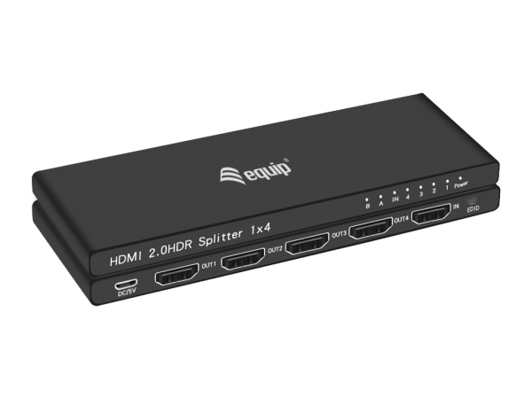 Equip HDMI Splitter 2.0 4 Port Ultra Slim 4K/60Hz schwarz | Spel - Gaming kläder - Gaming glasögon | GameStuff