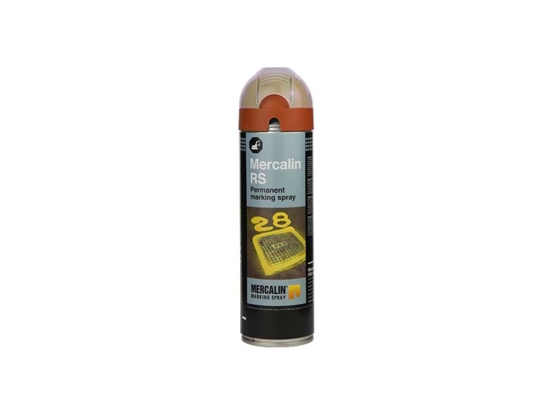 Mercalin Markeringsspray 500Ml - Rs Orange, Bl.A. T/Asfalt, Beton, Græs, Grus, Træ, Sten & Is