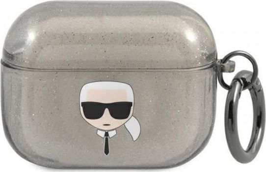 Karl Lagerfeld Etui Karl Lagerfeld Klapukhgk Apple Airpods Pro Cover Sort/Sort Glitter Karl`S Head