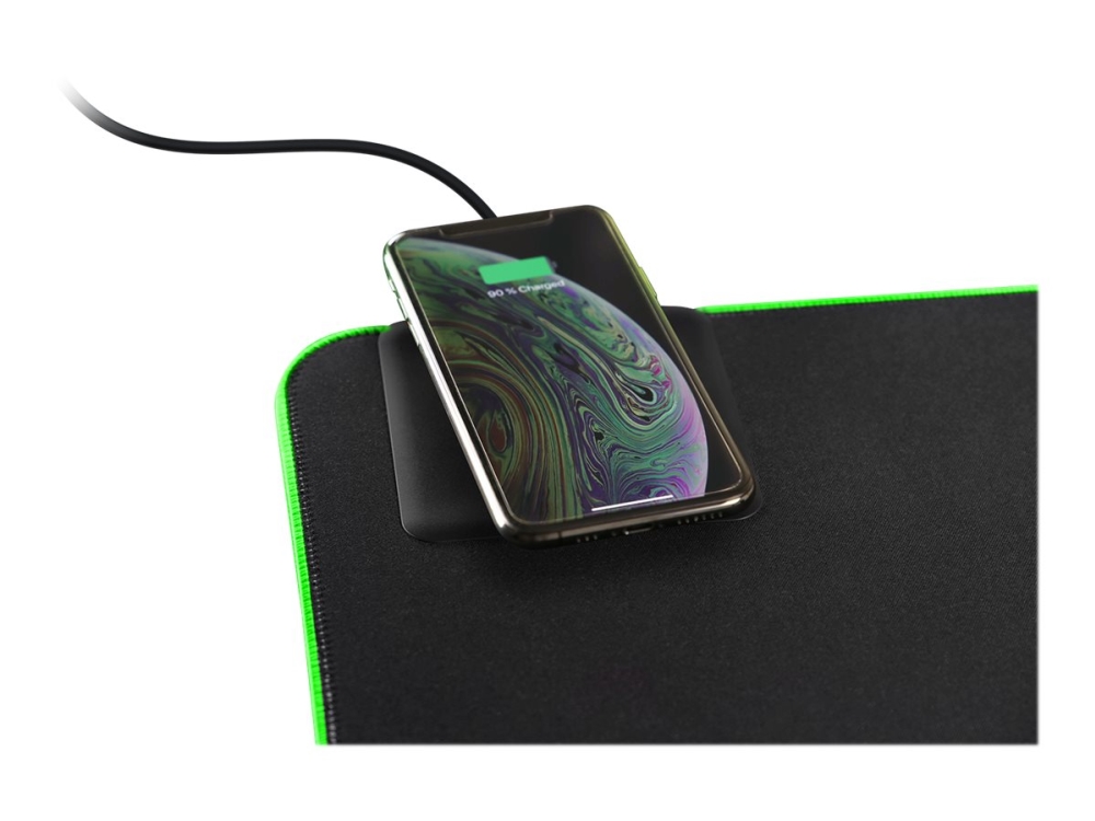 DELTACO Gaming DMP330 - Upplyst tangentbord och musmatta - med trådlös laddning (max 10W) - XXL-storlek - svart | Spel - Gamingmöss & Tangentbord - Gaming Musmattor | GameStuff