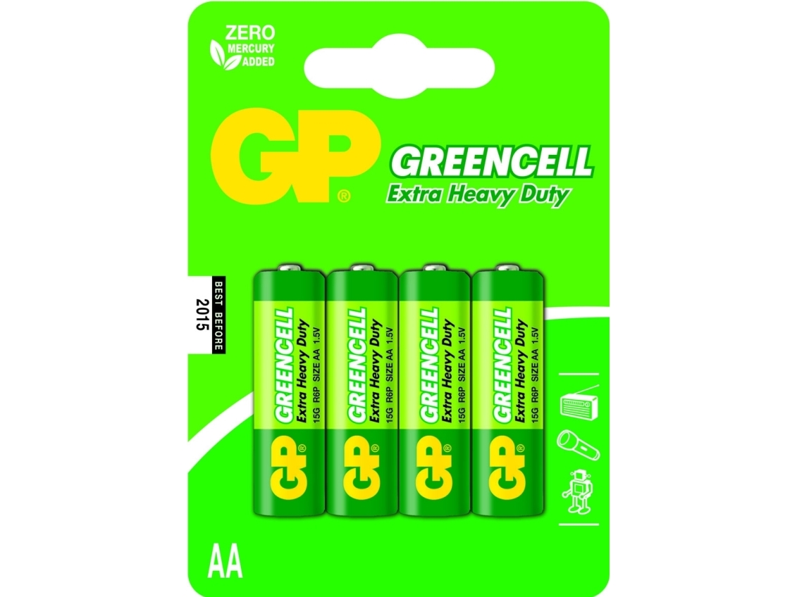 Gp Batteries Greencell Aa, Einwegbatterie, Aa, Zinkchlorid, 1,5 V, 4 Stück(E), Grün