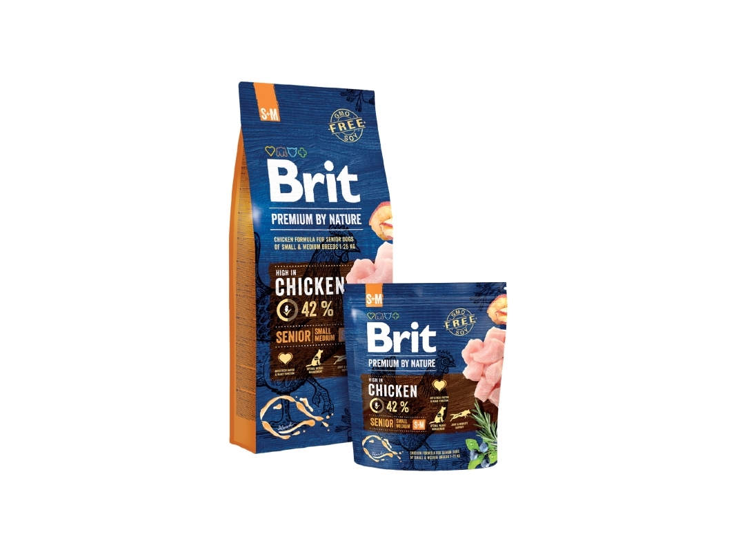 Brit Premium By Nature Senior S+M, Senior, Apfel, Huhn, Mais, 15 Kg