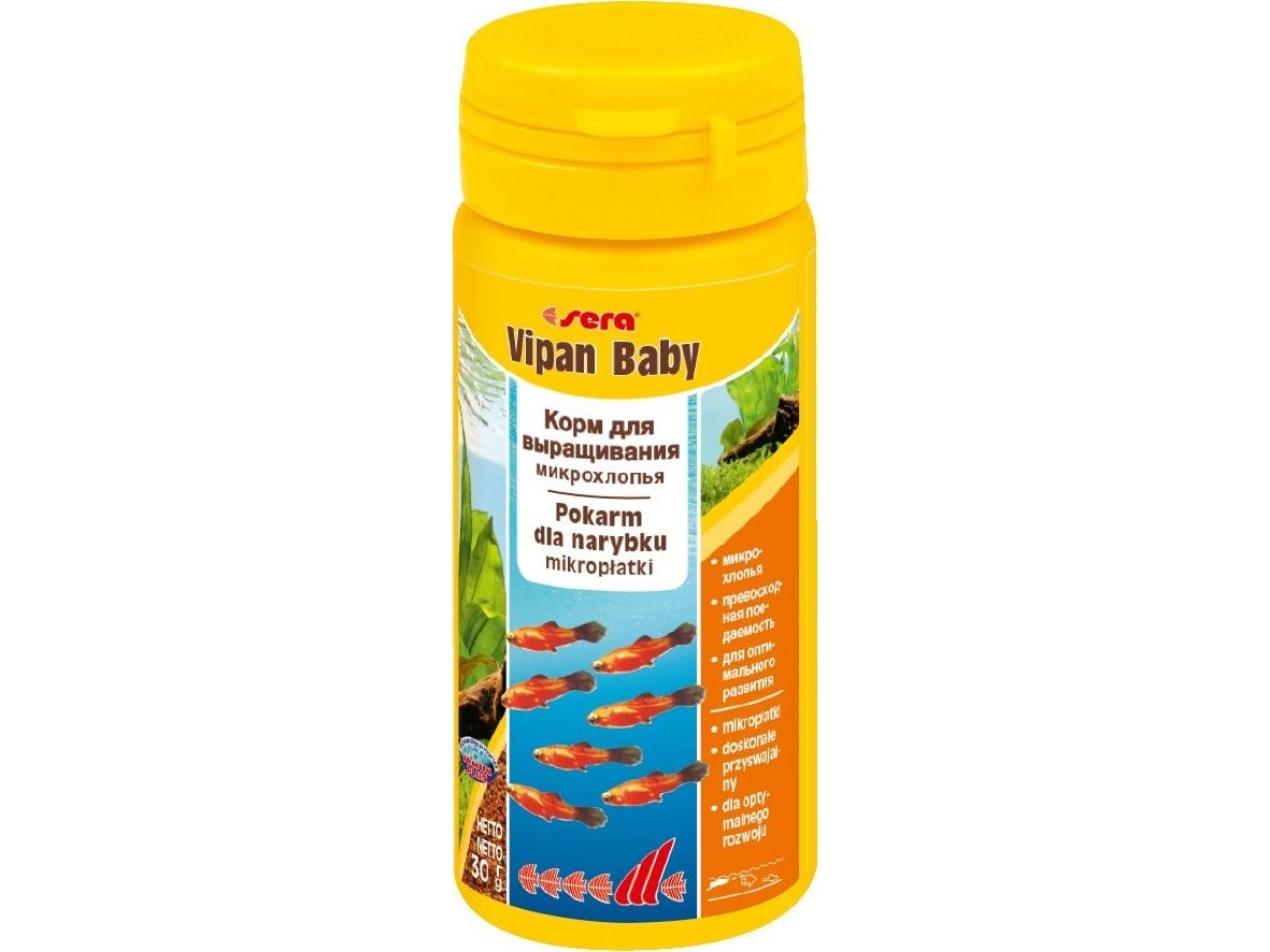 Sera Vipan Baby, Akvariefisk, Tør Fiskefoder, Flage, Vitamin A, Vitamin B1, Vitamin B2, Vitamin C, Vitamin D3, Vitamin E, Lille, 48,8%