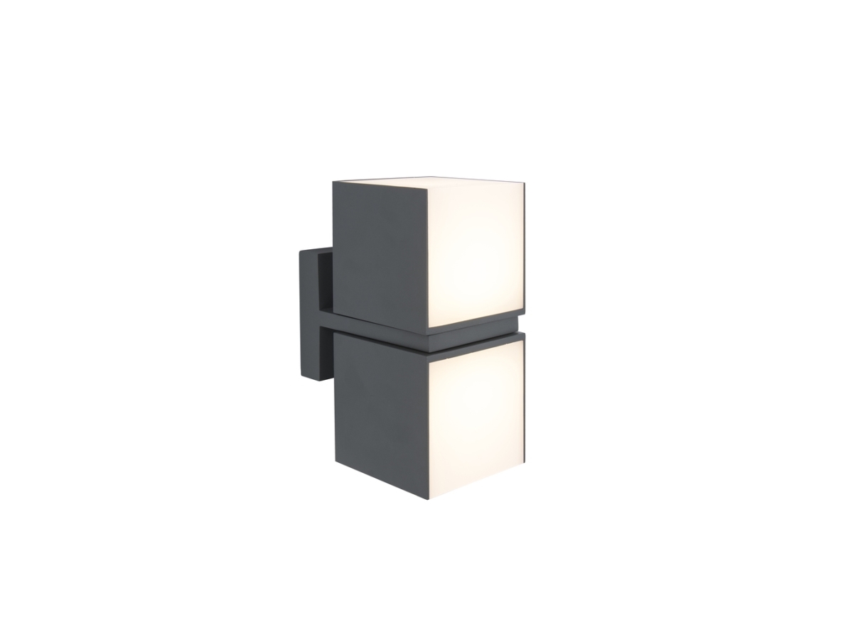LUTEC CUBA, Utendørs veggbelysning, Grå, Aluminium, Polykarbonat (PC), IP54, Fasade, I