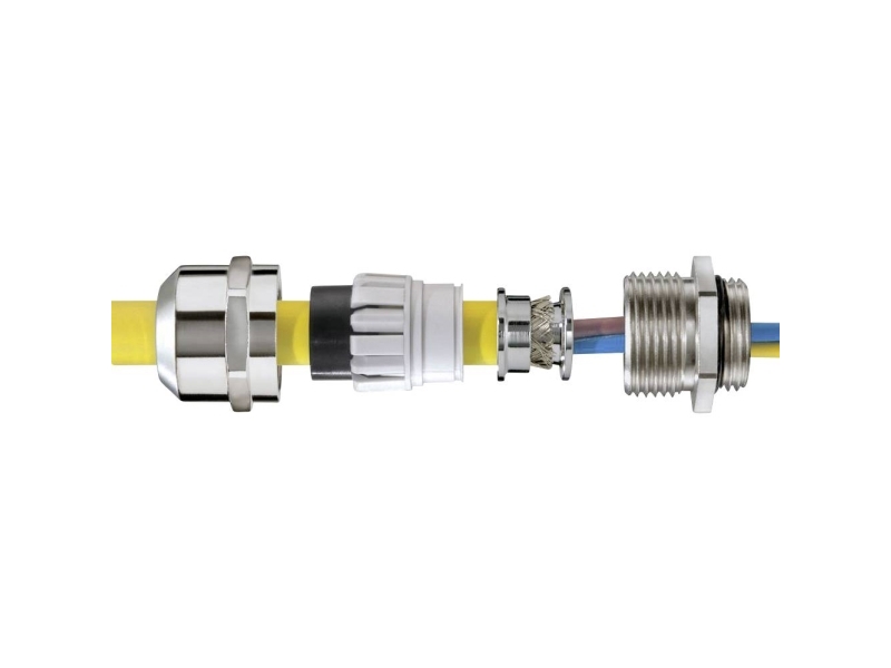 Wiska 10065135 Schlagfest, Mit Zugentlastung, Mit Verpressung M56 Messing (Vernickelt) Natur 1 Stk.