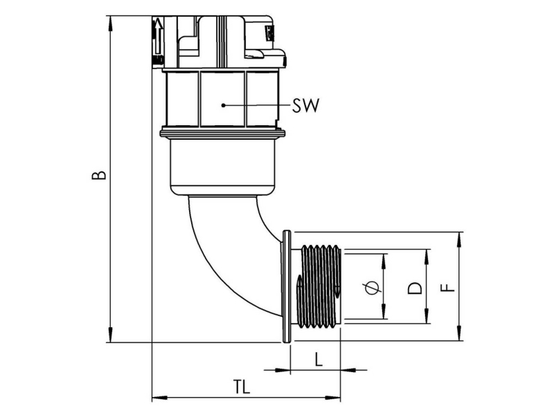 Wiska 10106979 Ebf90-29-32-Bk Forskruning Sort M32 X 1.5 90° 10 Stk