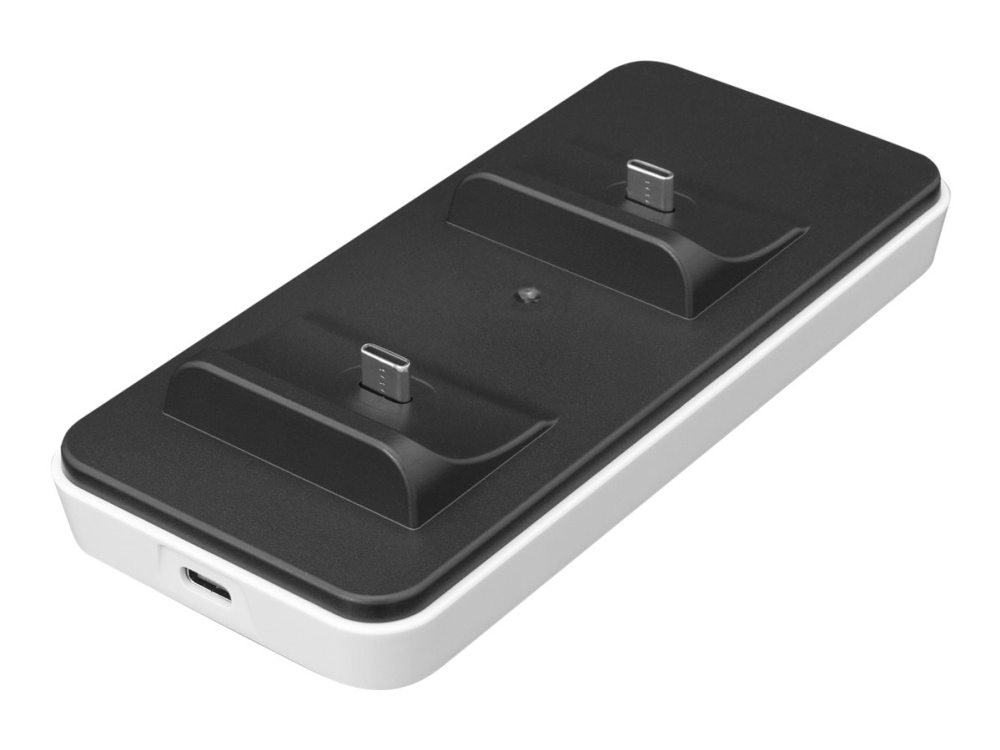 White Shark - Laddningsdocka - 1.2 A - 2 utdatakontakter (24 pin USB-C) - svartvitt - för Sony DualSense