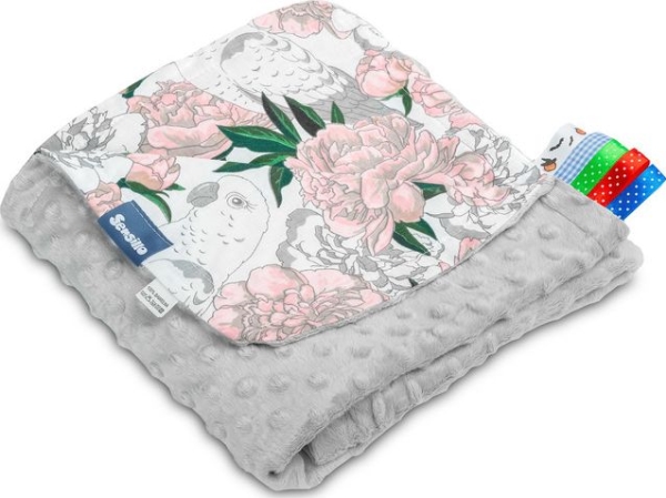 Sensillo Minky blanket 75x100 gray Sensillo flowers | Baby & barn - Sömntid - Baby filt | GameStuff