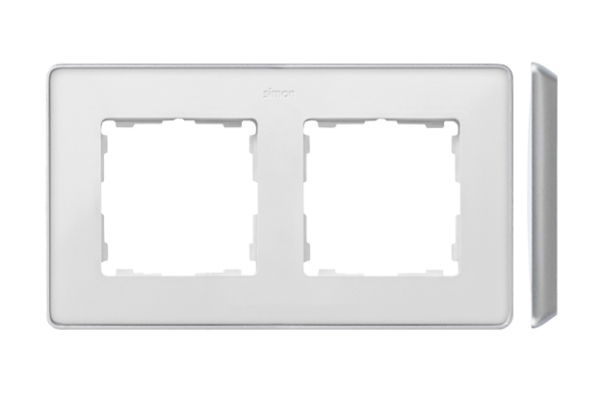 Kontakt-Simon Simon Detail 82 Detail Doppelrahmen Select-Metal White / Sockel Aluminium 8201620-243