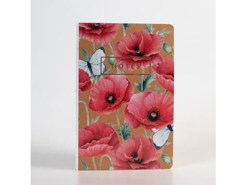 Notesblomstermotiv polske valmuer (sæt 5)