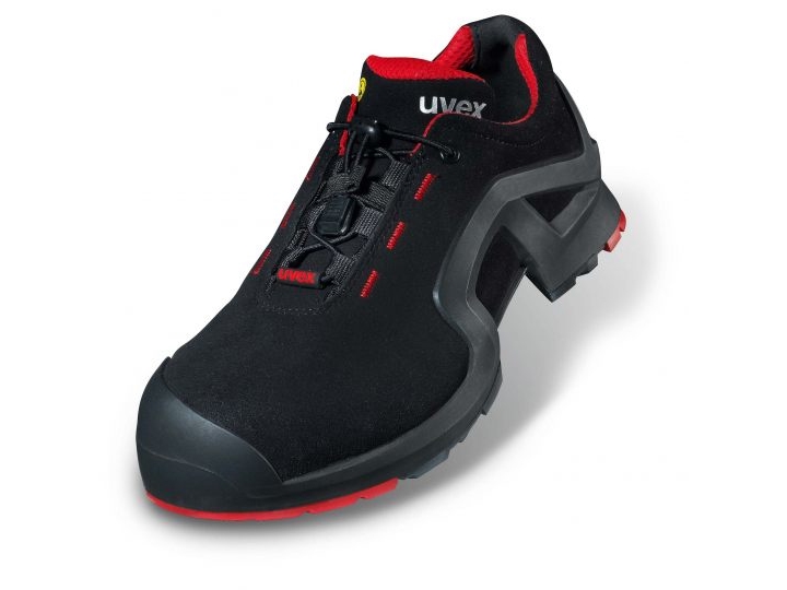 Uvex 85162, Unisex, Voksen, Vernesko, Sort, Rød, ESD, S3, SRC, Hurtigsnører