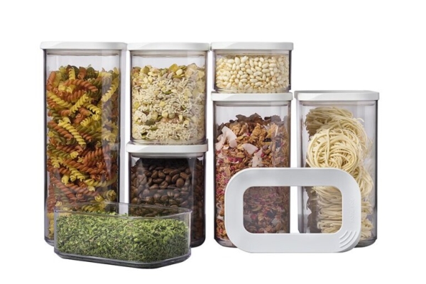 Rosti Mepal 106994830600, Universal beholder sæt, 2 L, Polyethylen (PE), Styrenacrylonitril (SAN), Transparent, Hvid, Aftageligt låg, Rektangulær