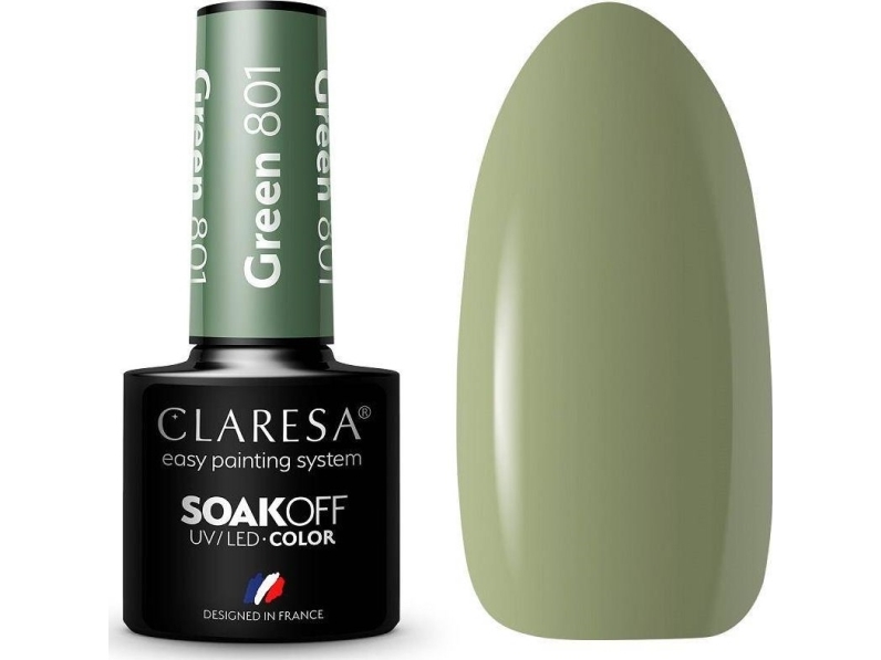 Claresa Claresa Soak Off UV/LED Green hybrid varnish 801 5g | Smink - Sminktillbehör - Sminkborstar & penslar | GameStuff