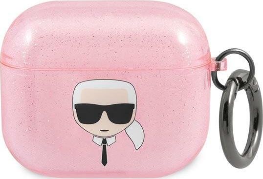 Karl Lagerfeld Etui Karl Lagerfeld Kla3ukhgp Apple Airpods 3 Cover Pink/Rosa Glitter Karl`S Head