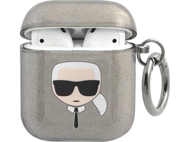 Karl Lagerfeld Glitter Cover-Etui Kla2ukhgk Til Airpods 1/2 Grå
