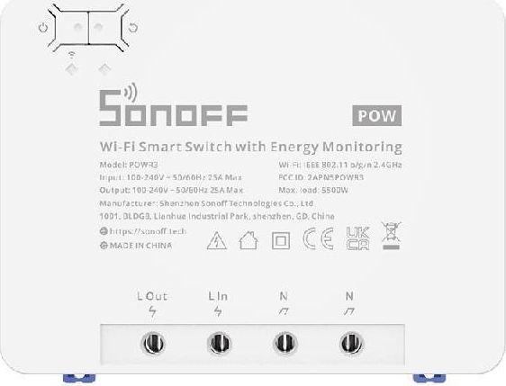 Sonoff Powr3, Intelligenter Schalter, Weiß, 100 - 240 V, 50 / 60 Hz, 25 A, 162 Mm