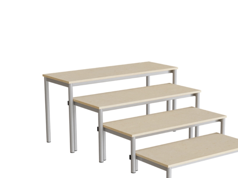 Bänk Idol, trappa 800, beige linoleum, aluminiumgrå ram, 4 sektioner | Köksapparater - Storköksutrustning - Kantin | GameStuff