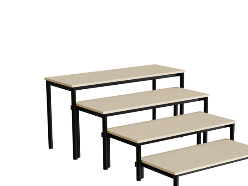 Bänk Idol, trappa 800, beige linoleum, svart ram, 4 sektioner | Möbler - Bord - Kontorsbord | GameStuff