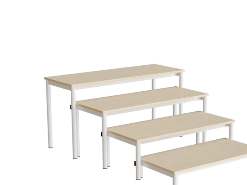 Bänk Idol, trappa 800, beige linoleum, vit ram, 4 sektioner | Skrivbord för kontor | GameStuff