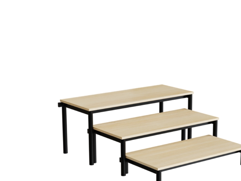 Bänk Idol, trappa 800, björklaminat, svart ram, 3 sektioner | Köksapparater - Storköksutrustning - Kantin | GameStuff