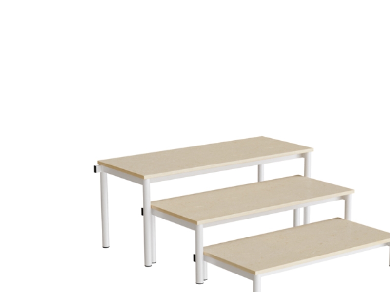 Bänk Idol, trappa 800, beige linoleum, vit ram, 3 sektioner | Köksapparater - Storköksutrustning - Kantin | GameStuff