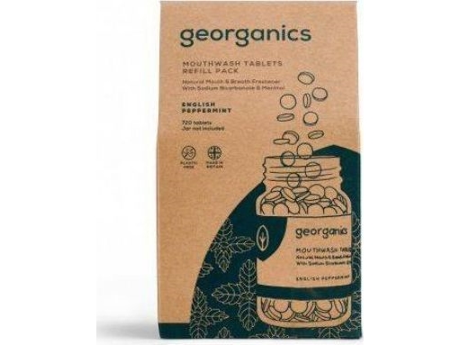 Georganics Natural Mouthwash Tablets, English Peppermint, 720 tablets